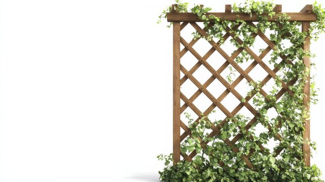 Wooden trellis with climbing plants.