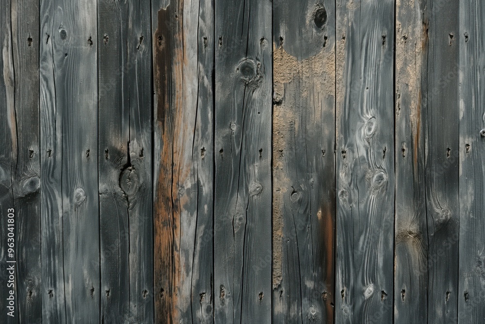 Poster rustic wooden wall texture with unique patterns of small holes and knots. close-up view of wooden pl