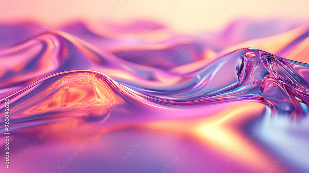 Aufkleber Abstract fluid shapes with vibrant colors blending in dynamic swirls, creating a glossy texture.Abstract background