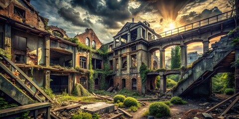Obraz premium Architectural Entropy: Entropy, Disorder, Abandoned Spaces, Ruined Structures