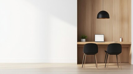 Minimalist dining area with a built-in office nook, practical and stylish