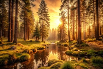 Serene forest mood warm sepia tone photography woodscape isolation wilderness nature calm peaceful landscape background