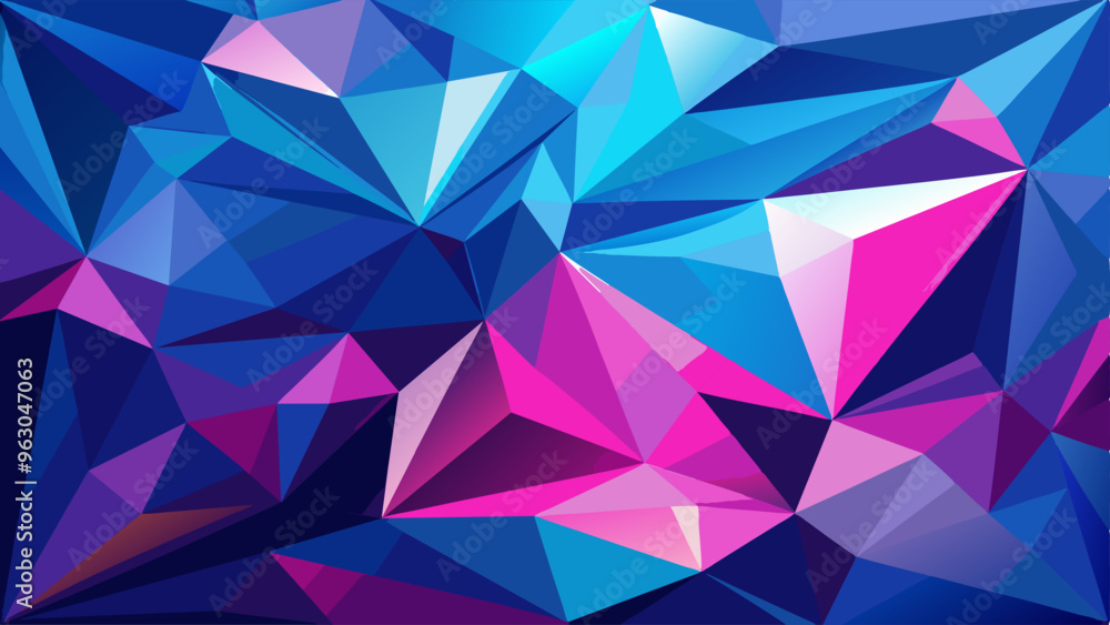 Wall mural Blue and pink abstract low polygonal background