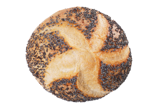 german bread roll with poppy seeds known as Mohnbroetchen