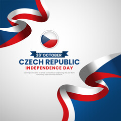 Happy Czech Republic Independence Day October 28th Celebration Square Banner Background Design. Template for Poster, Banner, Advertising, Greeting Card