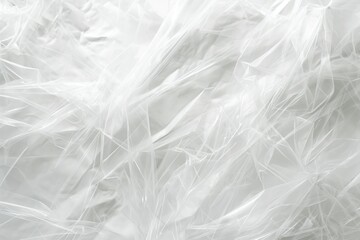 Obraz premium Crushed white plastic bag with holes on clean background. Torn and fragmented texture of packaging material. Close-up view of eco-friendly waste product. Plastic pollution concept.