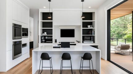 Stylish kitchen with a tech corner and built-in work area