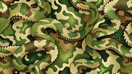 sneaky snake camo pattern camouflage natural greens earthy wild survival concept