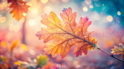 Fototapeta premium soft focus autumn oak leaf photography with pastel color shades and dreamy atmosphere