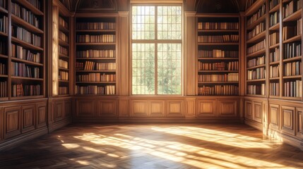 Sunlit Library Interior
