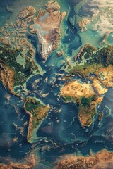 A beautiful and detailed map of the world with the continents