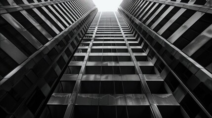 Monochrome geometric architecture with repetitive forms captured in black and white.