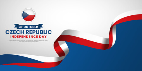 Czech Republic Independence Day Background With Waving Ribbon Flag Design