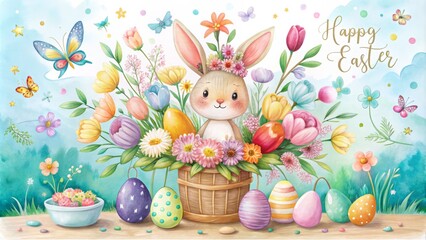 easter bunny and easter eggs