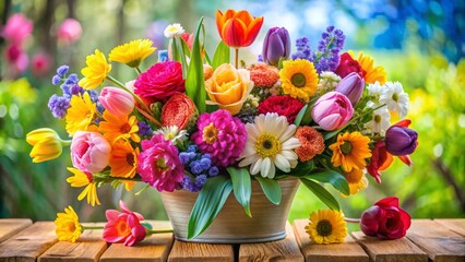 Spring Floral Arrangement bright colorful fresh nature