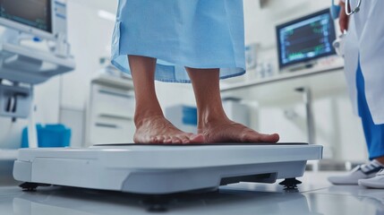 patient being weighed in the hospital