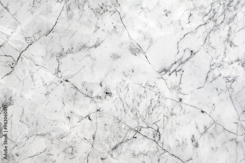 Poster white marble surface with unique texture, small cracks and crevices. close-up view of white stone wi