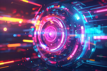 Fototapeta premium A colorful, glowing, and abstract design of a circuit board,, generative ai image,