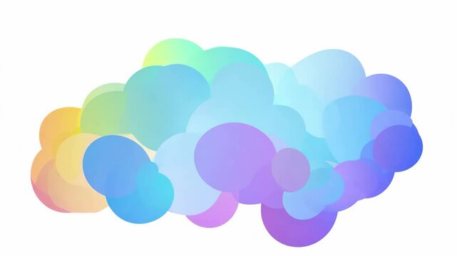 Swirling rainbow cloud of mist shifting in abstract patterns in dynamic 2D vector animation