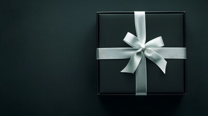 Sleek Black Gift Box with Minimalist White Ribbon Bow Perfect for Modern Sophisticated Gifts