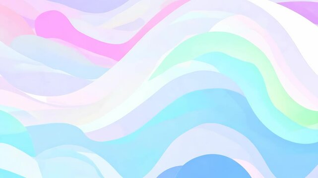 Rhythmic waves of rainbow clouds flowing in peaceful pattern in 2D vector animation