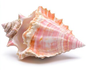 Obraz premium Conch. Large Pink Queen Seashell Isolated on White Background. Sea Animal Beauty