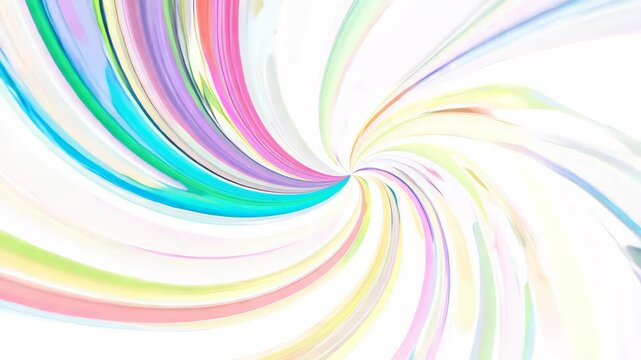 Rainbow-colored vortex spiraling inward, pulling vibrant hues in 2D vector animation