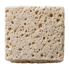 Natural beige porous stone texture featuring fine holes and a rough surface. Ideal for construction, decorative applications, and architectural uses. Isolated on transparent background, png.