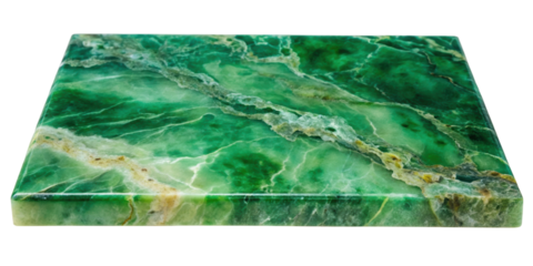 Polished green marble slab featuring bold veins and striking patterns. The smooth surface enhances its use in interior design, flooring, and architectural. Isolated on transparent background, png.