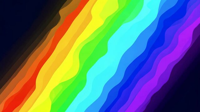 Cascading waterfall of rainbow colors descending smoothly in vibrant 2D vector animation
