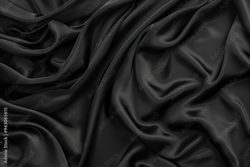 Poster black fabric texture close-up. smooth shiny surface possibly silk or satin. no background objects ju