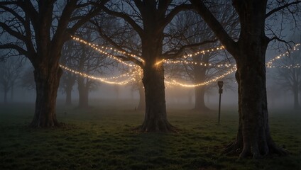 trees in the fog