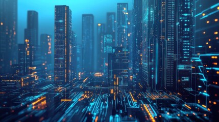 Obraz premium Futuristic Cityscape - A Digital Metropolis