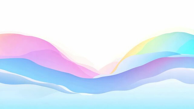 Gentle rainbow cloud waves rippling in soft undulating motion in 2D vector animation