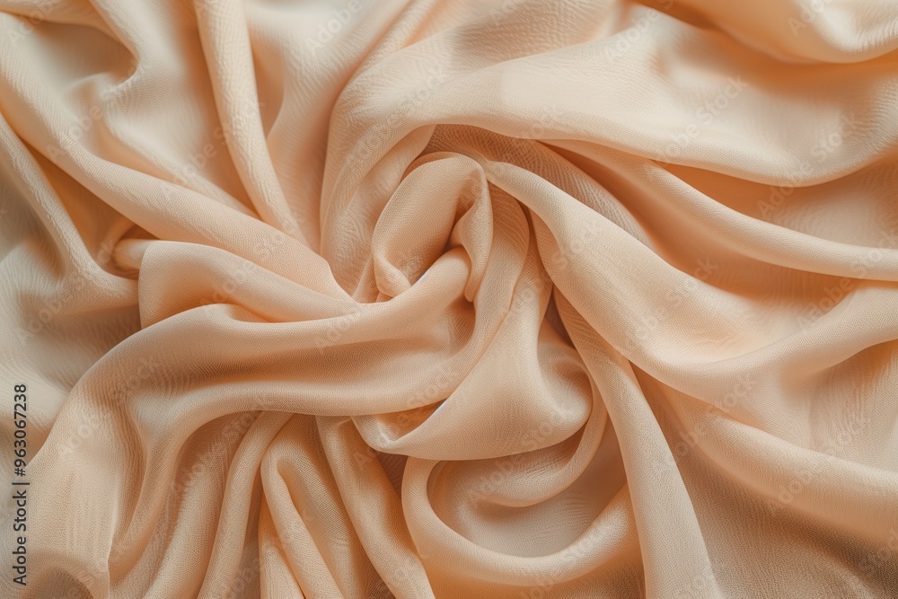 Aufkleber Soft beige fabric with intricate texture, folded to inner layers. Fabric appears smooth, natural, with subtle creases adding depth. Focuses attention on fabric unique pattern.