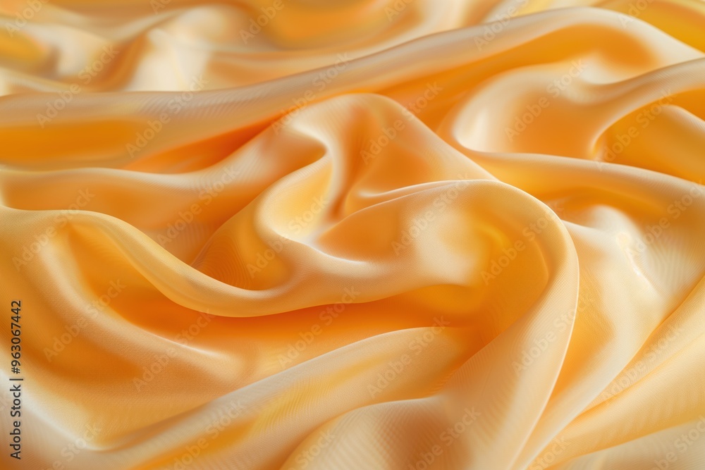 Poster yellow fabric texture close-up view smooth flowing natural fibers possibly cotton silk soft luxuriou