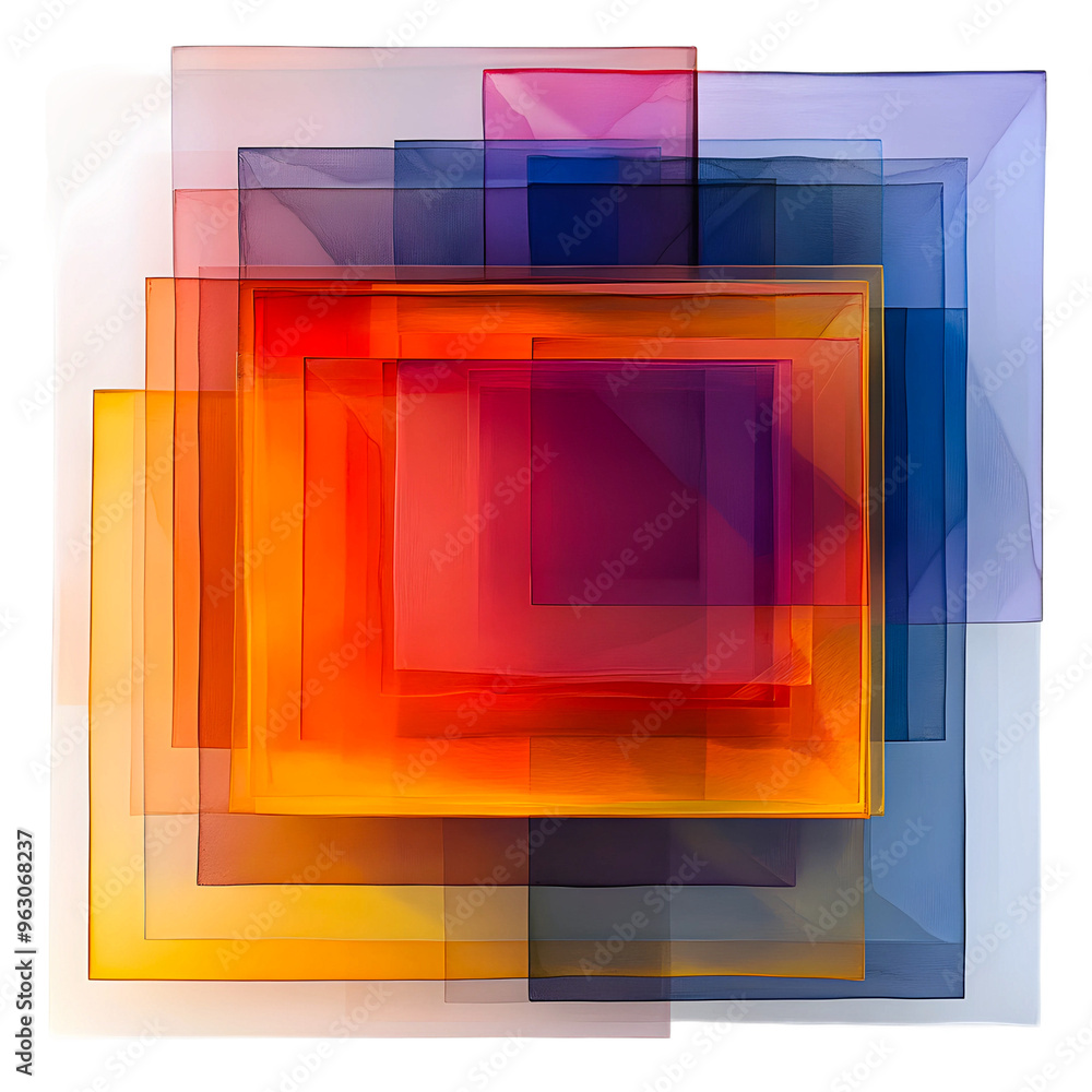 Poster colorful overlapping geometric shapes create a vibrant abstract design isolated on transparent backg