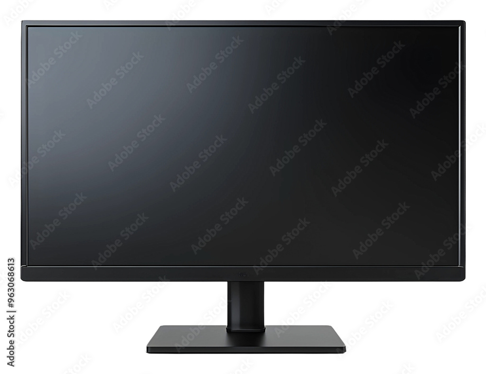 Poster simple black computer monitor with sleek design suitable for office isolated on transparent backgrou