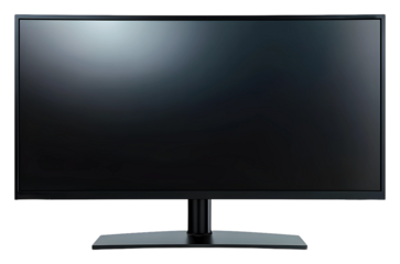 Sleek black display monitor set isolated on transparent background
