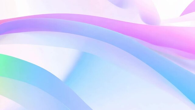 Gently ebbing and flowing rainbow cloud waves in rhythmic abstract 2D vector animation