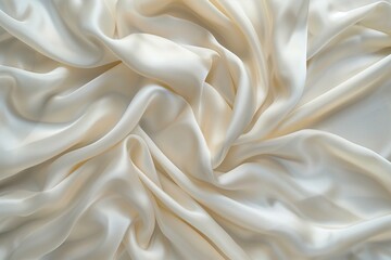 Obraz premium Close-up view of white fabric with slight curl edges, smooth surface, intricate details. Fabric texture, soft and delicate, no texts or objects visible. Background blurred, focusing on fabric pattern.