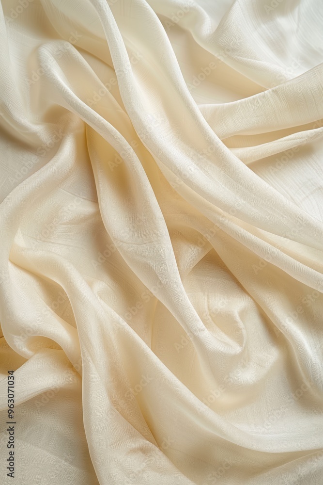 Poster close-up view of white fabric with subtle texture, small wrinkles and folds. fabric appears smooth, 
