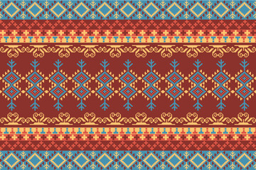 Geometric,Thai pattern, seamless pattern, Navajo, traditional ethnic, fabric pattern for textiles, rugs, wallpaper, clothing, sarong, batik, wrapping, embroidery, print, background, cover, illustra