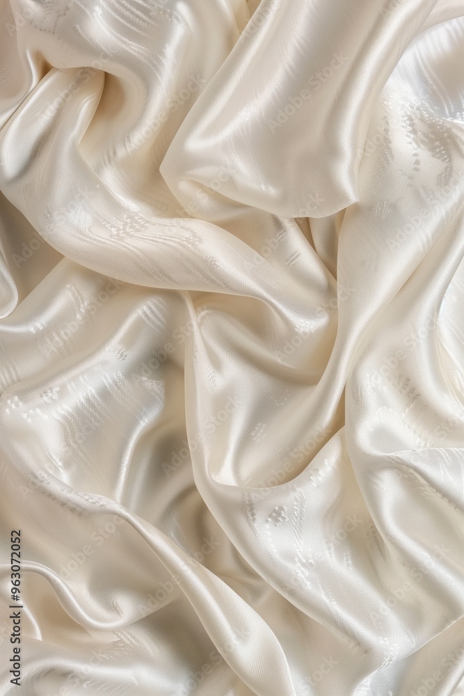 Poster soft white fabric with intricate patterns and designs, folded in half to reveal texture and details.