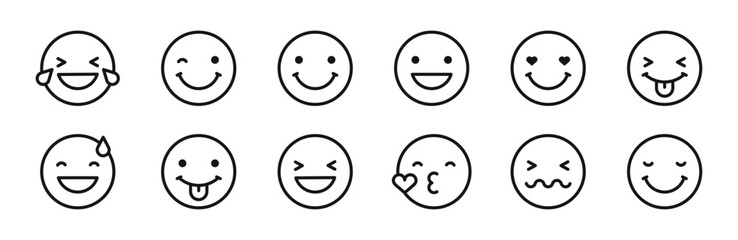 Smile face icon. 
Happy emoticon symbol.