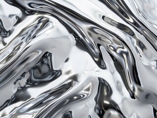 A shiny silver fabric with a pattern of waves