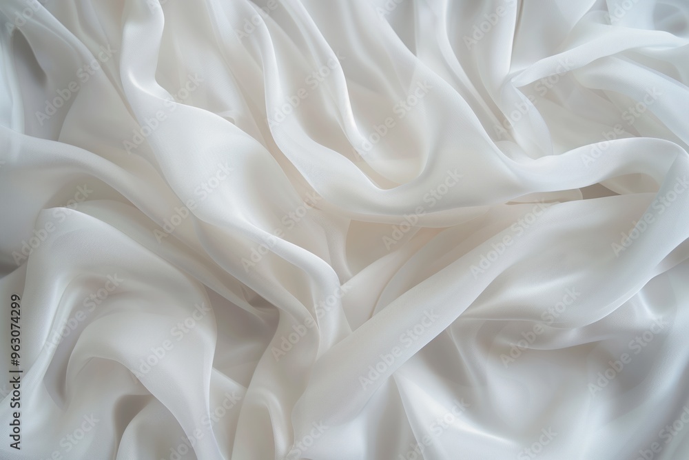 Poster close-up view of white fabric with intricate texture and pattern. fabric possibly a piece of clothin
