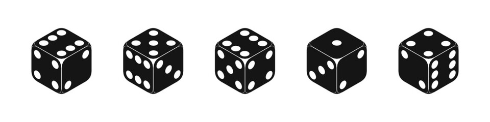 Dice silhouette icons. Simple dice shapes.

