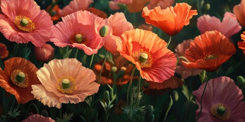 Fototapeta premium Vibrant Field of Orange Poppies