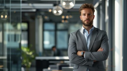 Fototapeta premium Confident Businessman in Suit Portrait